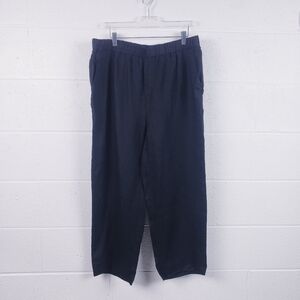 Quince 100% European Linen Pants Black Elastic Waist Crop Women's Size XL NEW